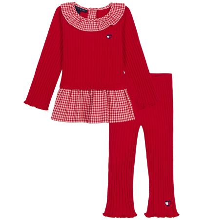Tommy Hilfiger Baby Girls' Long-Sleeve Gingham Tunic and Leggings, 2-Piece Set - Tommy Red