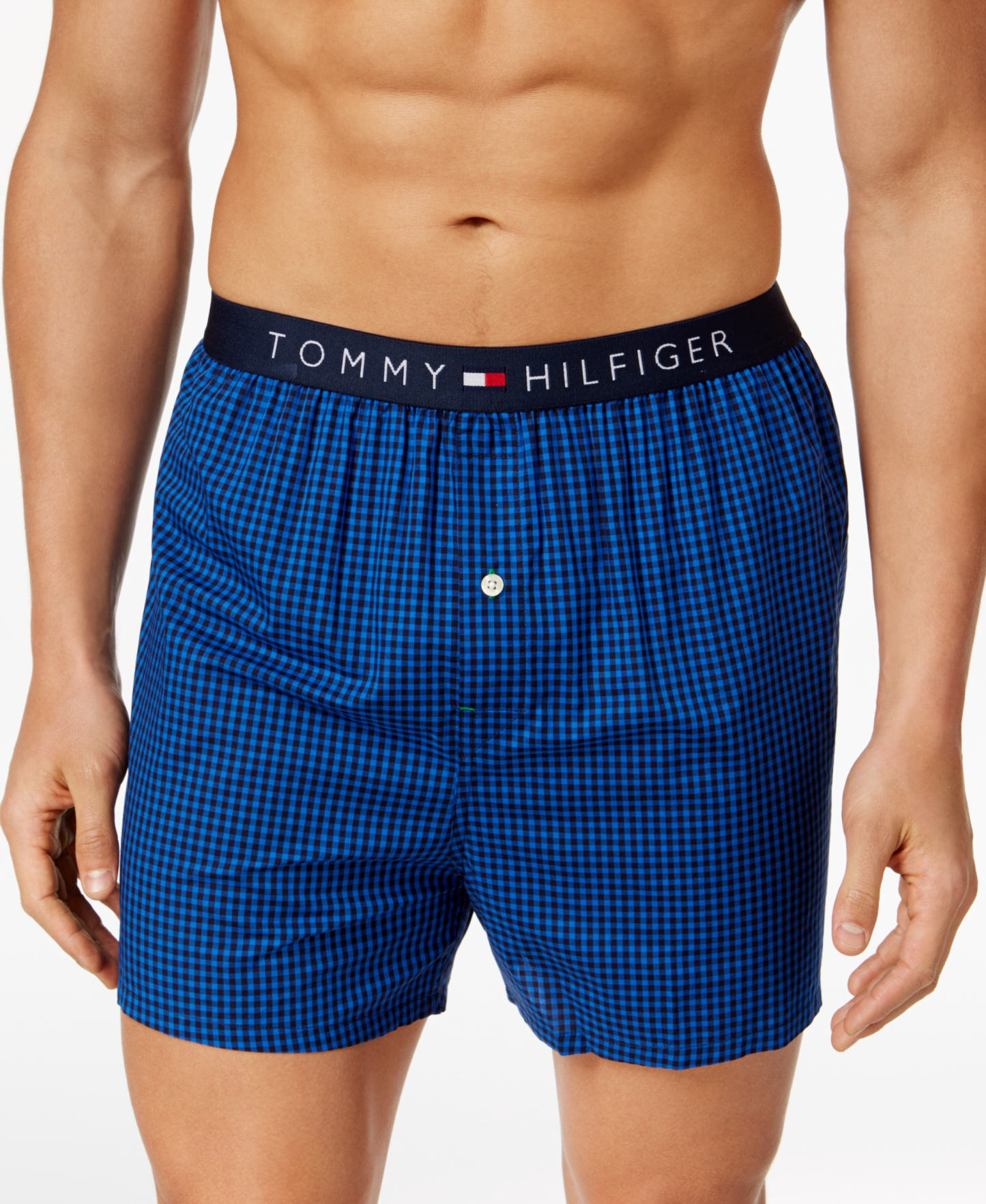 Tommy Hilfiger Men's Flag Logo Printed Cotton Boxers Underwear - Navy Check
