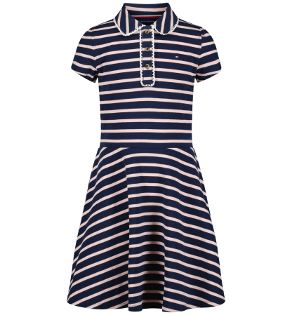 Tommy Hilfiger Girls' 7-16 Striped Polo Collar Dress - Navy Blazer