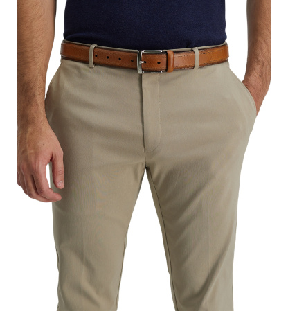 35MM Tommy Hilfiger Men’s Stitched Classic Dress Leather Belt - Cognac