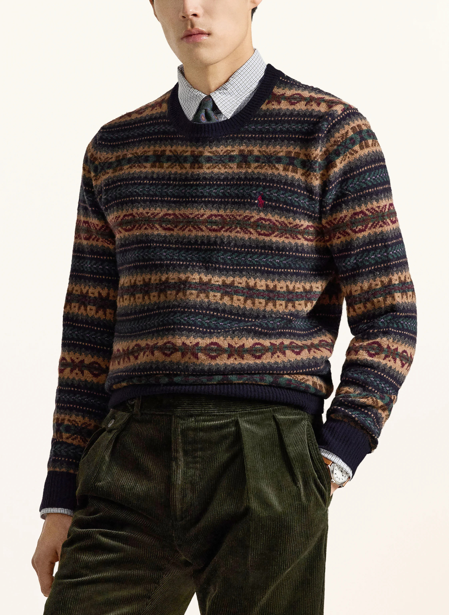 POLO RALPH LAUREN Pullover – DUNKELBLAU / HELLBRAUN / GRÜN