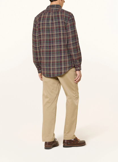 POLO RALPH LAUREN Flanellhemd Custom Fit – KHAKI / DUNKELROT / DUNKELBLAU