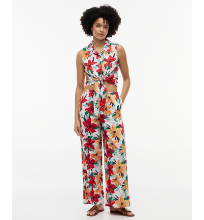 Tommy Hilfiger Women's Printed Linen-Blend Pants - Hibiscus Garden Ecru