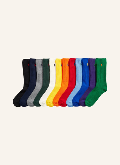 POLO RALPH LAUREN 12er-Pack Socken – DUNKELROT / GELB / DUNKELGRÜN