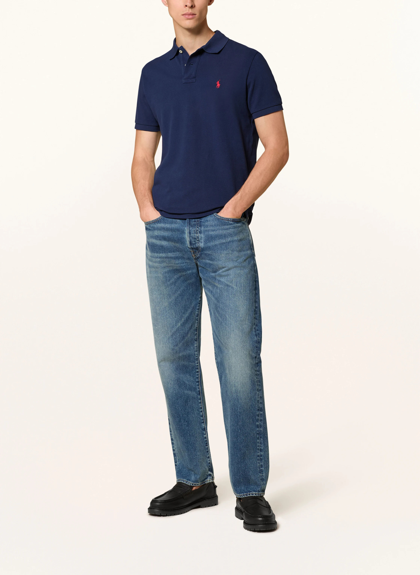 POLO RALPH LAUREN Piqué-Poloshirt Custom Slim Fit – DUNKELBLAU