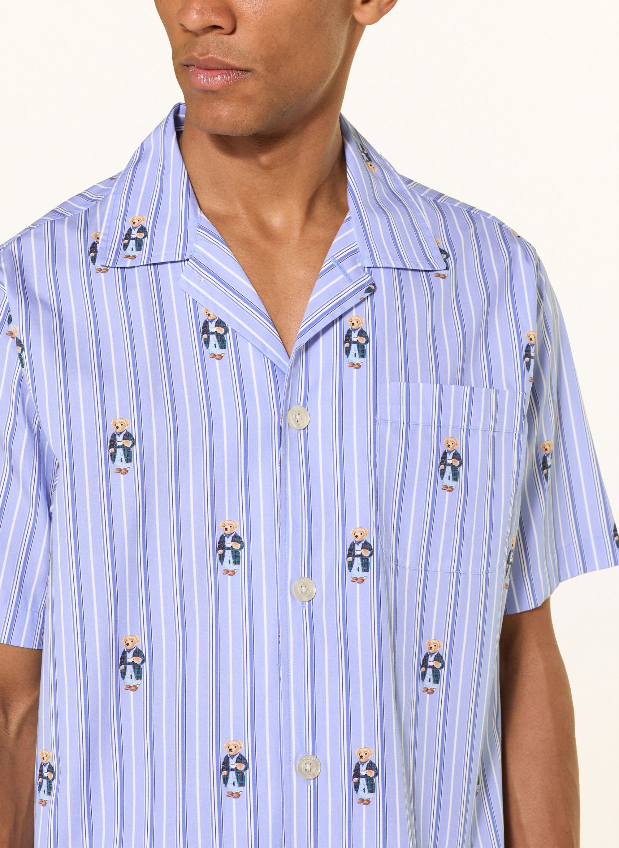 POLO RALPH LAUREN Schlafshirt – HELLBLAU / BLAU / HELLBRAUN