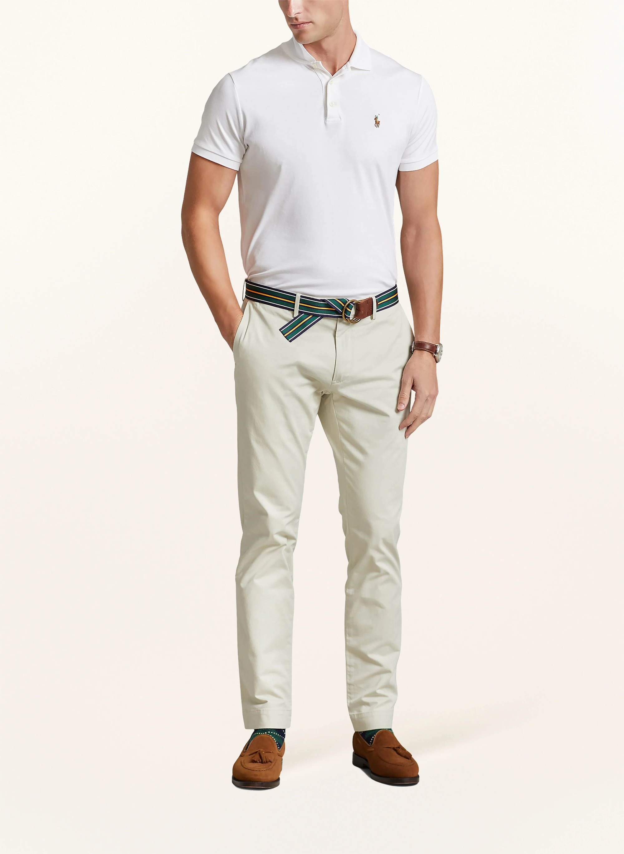 POLO RALPH LAUREN Jersey-Poloshirt Custom Slim Fit – WEISS