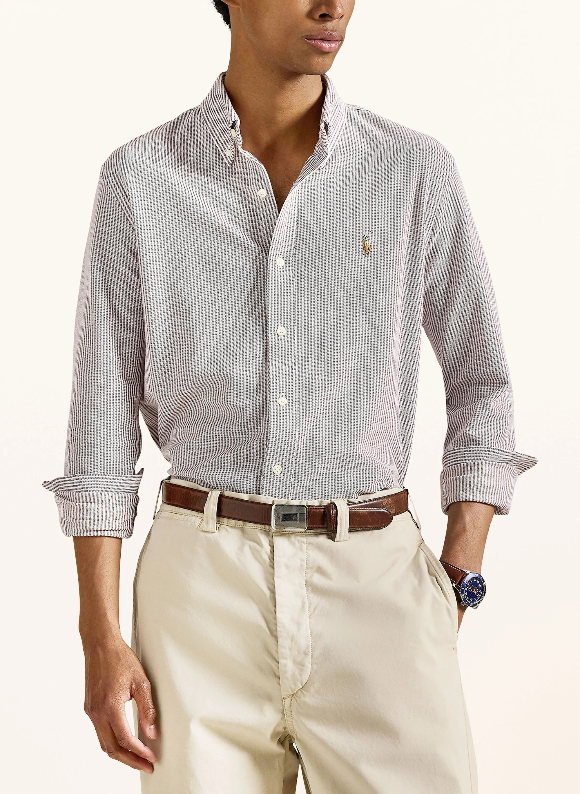 POLO RALPH LAUREN Oxfordhemd Regular Fit – DUNKELROT / WEISS