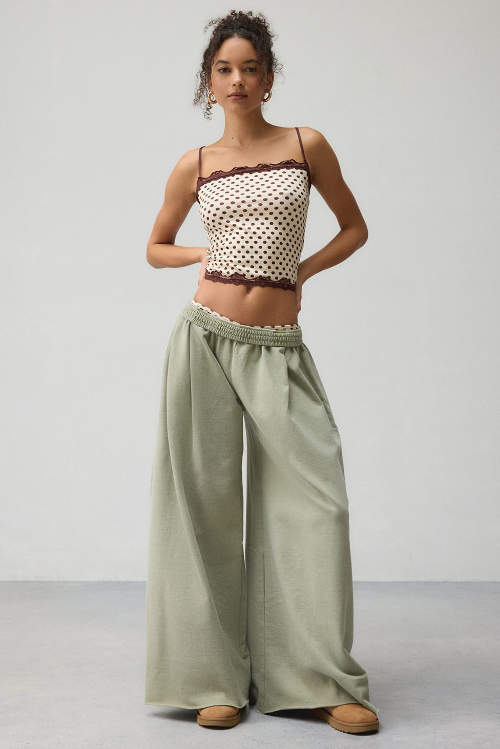 Out From Under Lived In Extreme Wide Leg Sweatpants - Green
