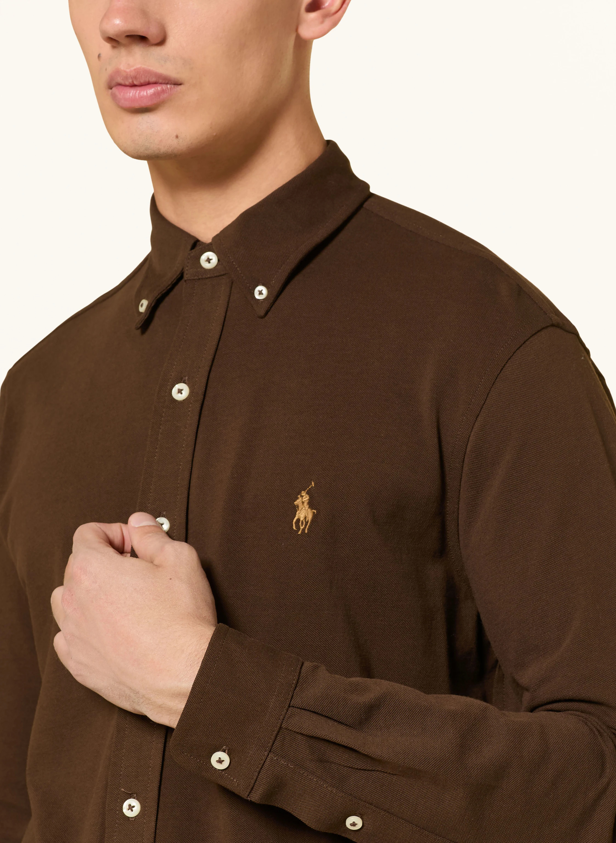 POLO RALPH LAUREN Piqué-Hemd Custom Fit – DUNKELBRAUN