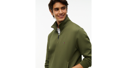 Tommy Hilfiger Men's Essential Intechno Knit Regular-Fit Quarter-Zip Sweatshirt - Hunstman Green