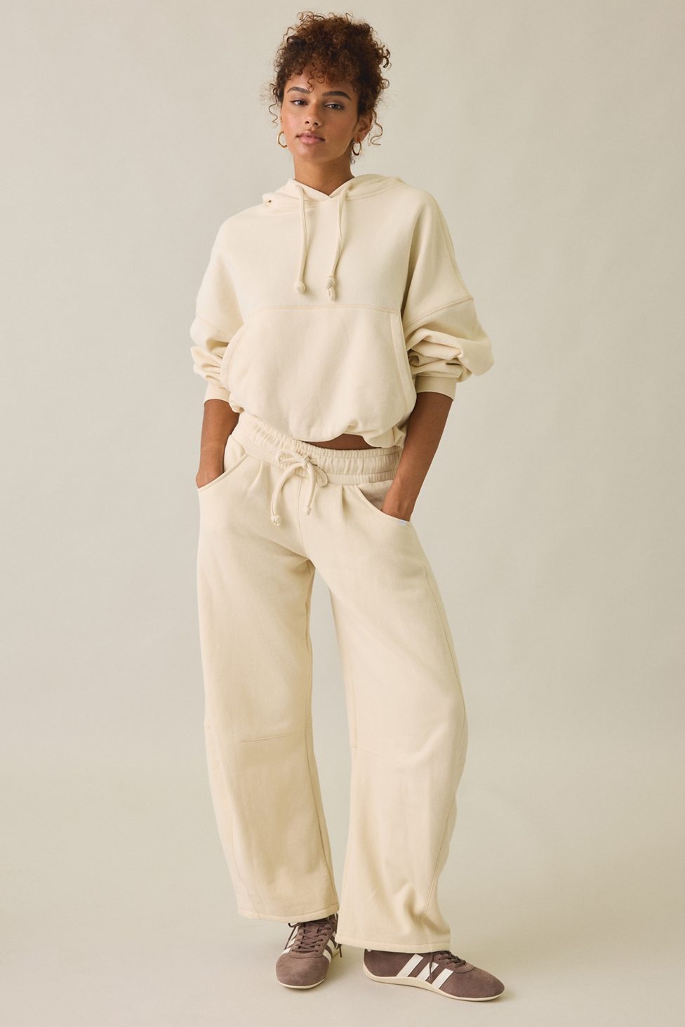 Out From Under Essential Barrel Leg Full Length Sweatpants - Oyster