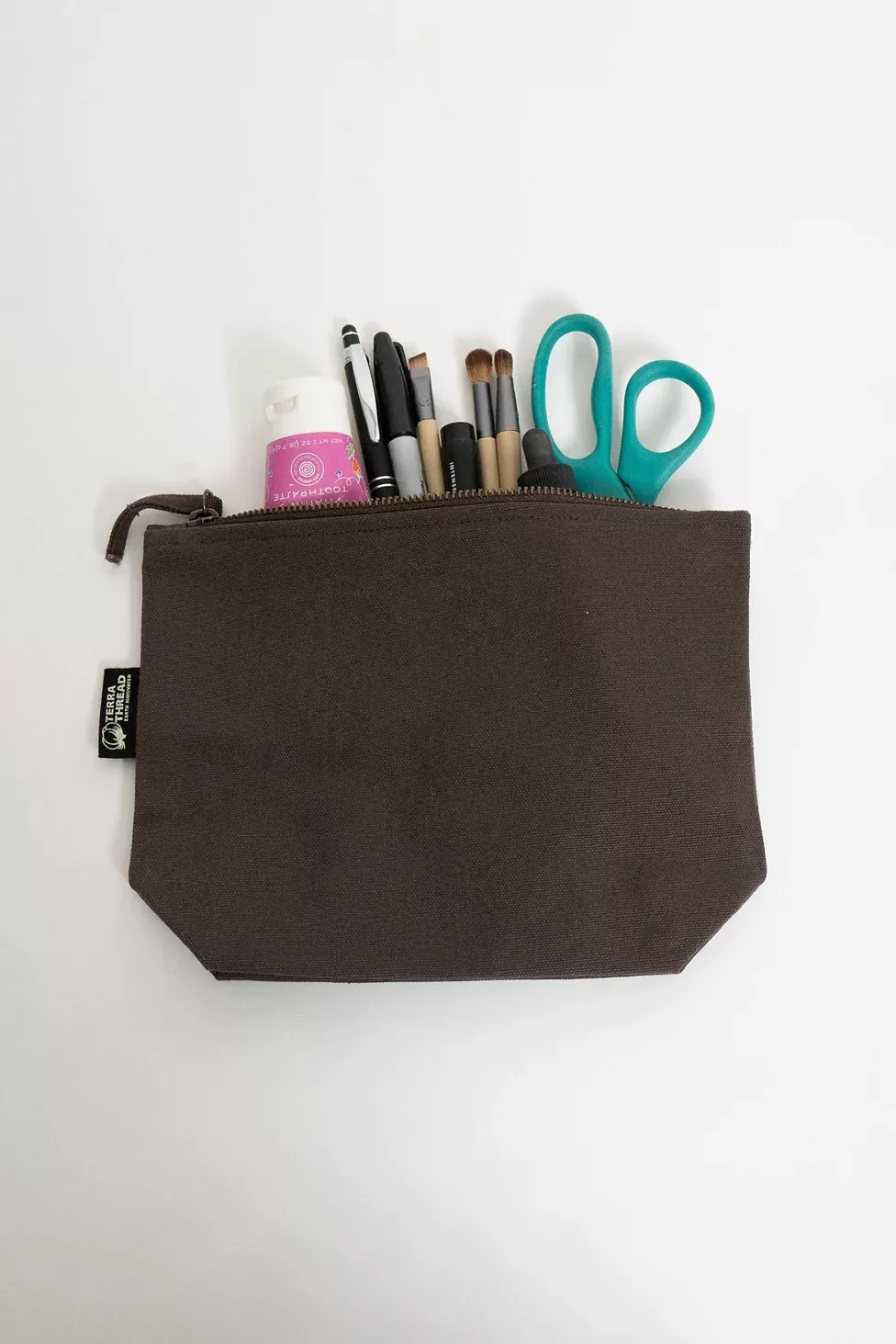 Terra Thread Organic Cotton Canvas Zippered Pouch - Brass