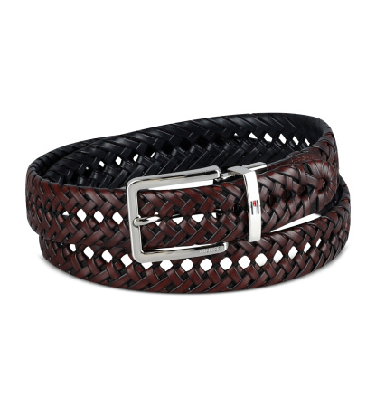 32MM Tommy Hilfiger Men's Reversible Lace Logo Belt - Black/Brown