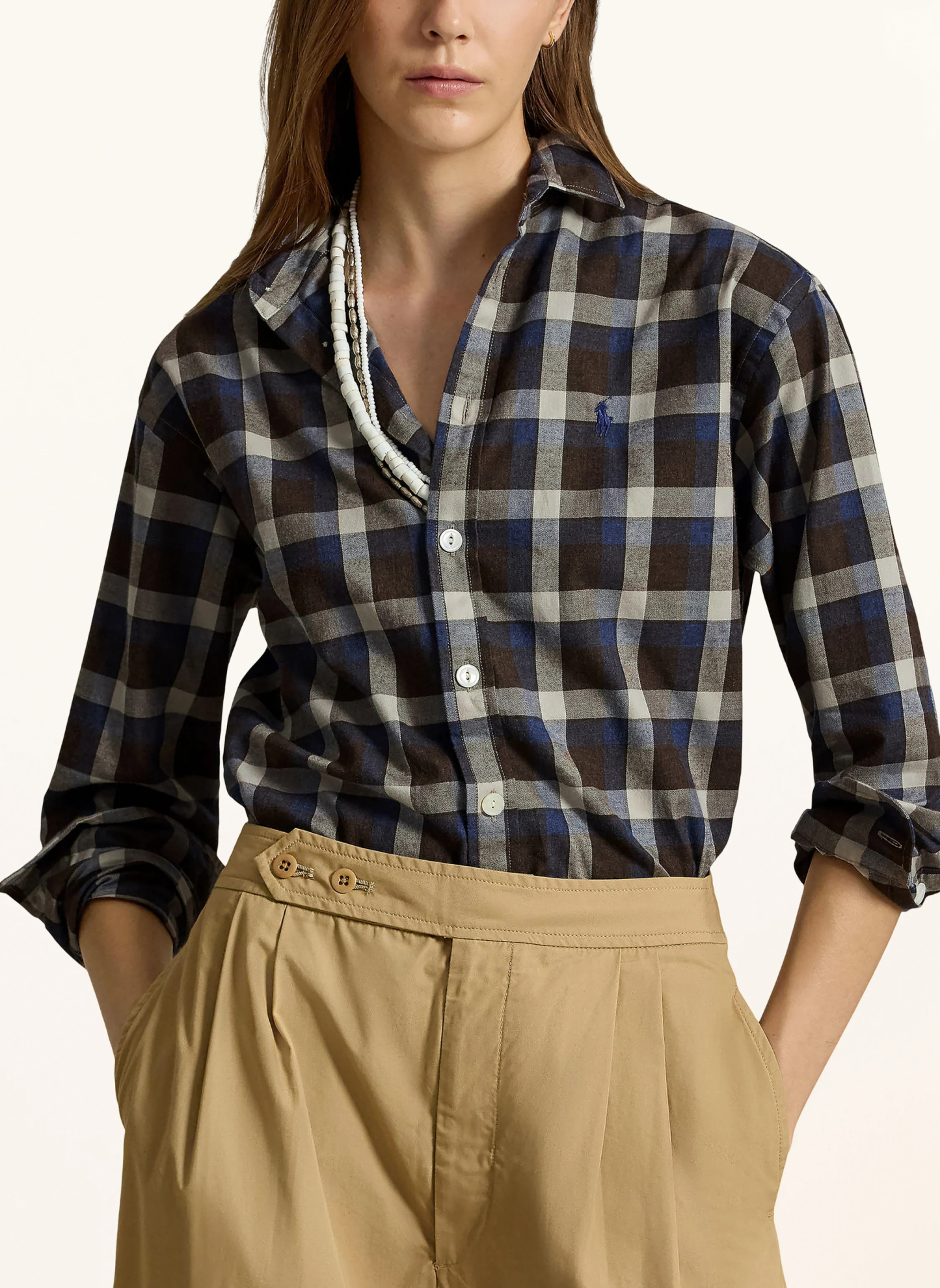 POLO RALPH LAUREN Hemdbluse aus Flanell – DUNKELBRAUN / DUNKELBLAU / WEISS