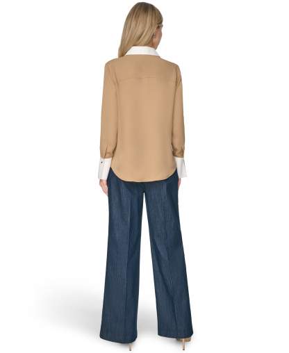 Tommy Hilfiger Women's Slim-Fit Button-Up Top - Tigr Eye/i