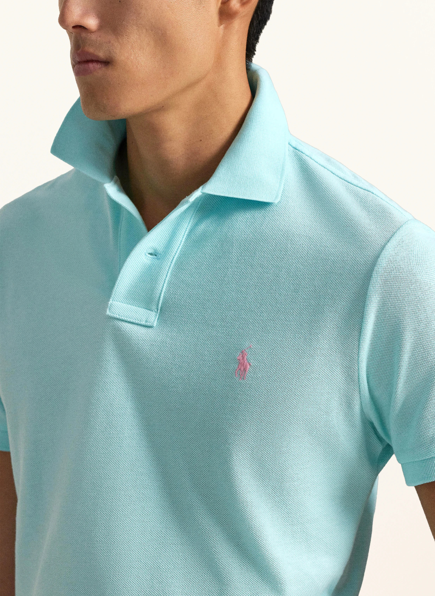 POLO RALPH LAUREN Piqué-Poloshirt Custom Slim Fit – TÜRKIS / ROSA