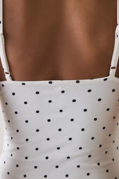 Out From Under Bec Twist-Front Cropped Cami - Black + White