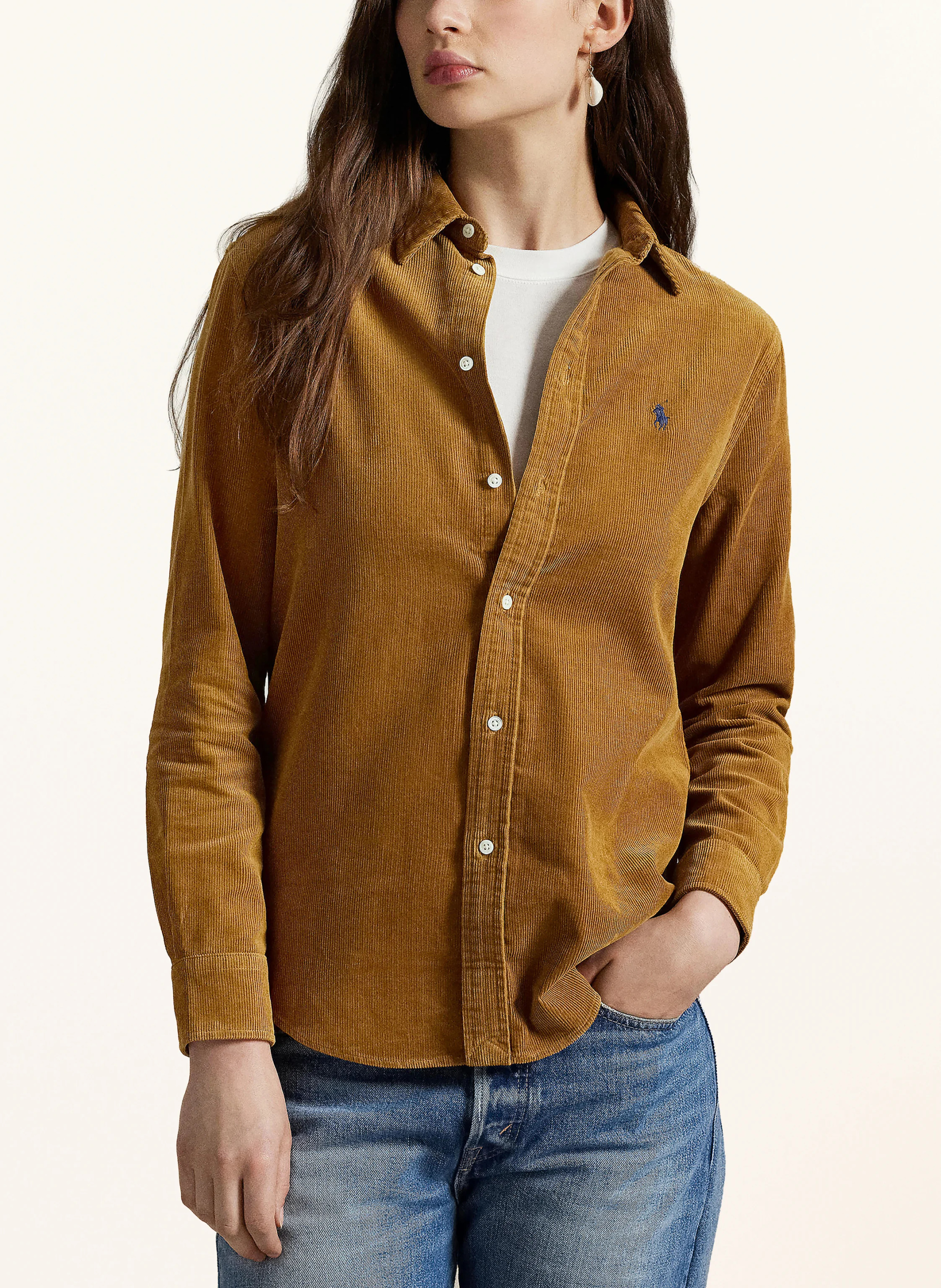 POLO RALPH LAUREN Hemdbluse aus Cord – COGNAC