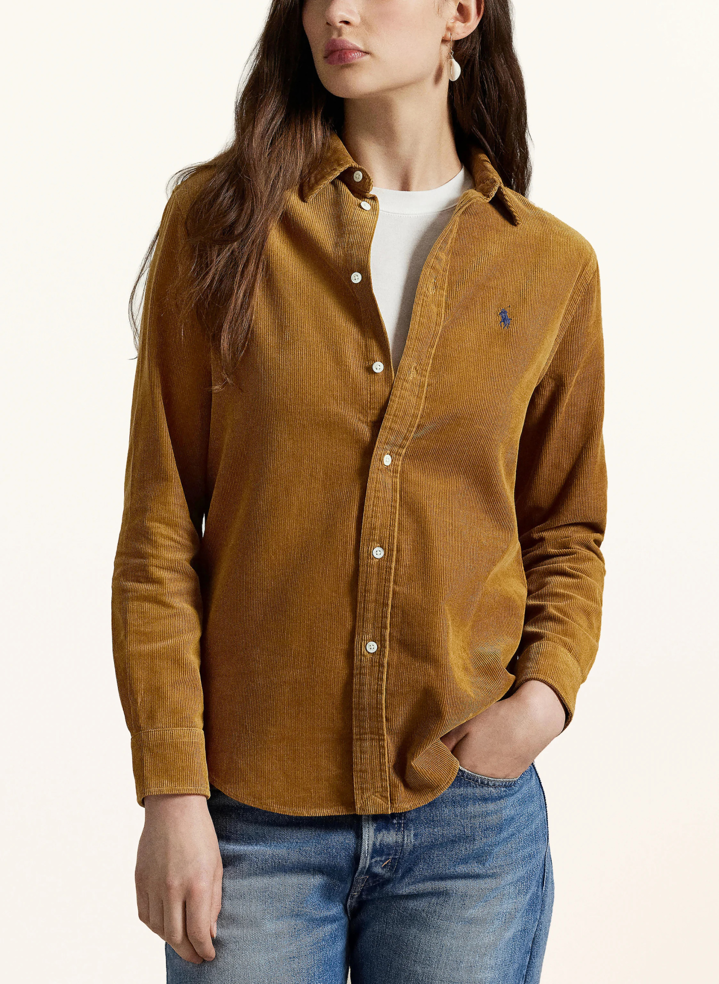 POLO RALPH LAUREN Hemdbluse aus Cord – COGNAC