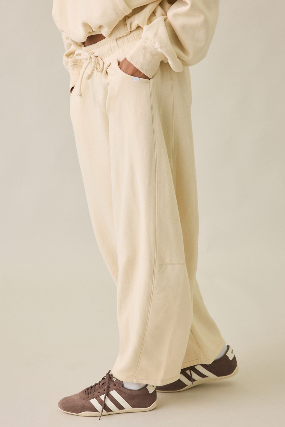 Out From Under Essential Barrel Leg Full Length Sweatpants - Oyster