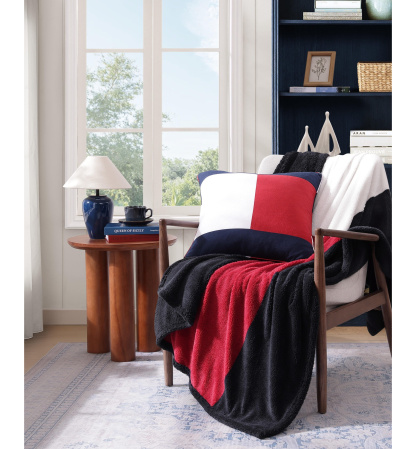 Tommy Hilfiger Iconic Flag Sherpa Throw, 70" x 50" - Multi
