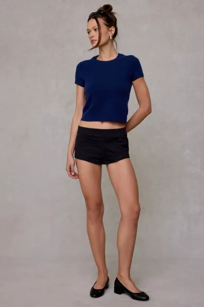 BDG So Soft Short Sleeve Sweater - Navy