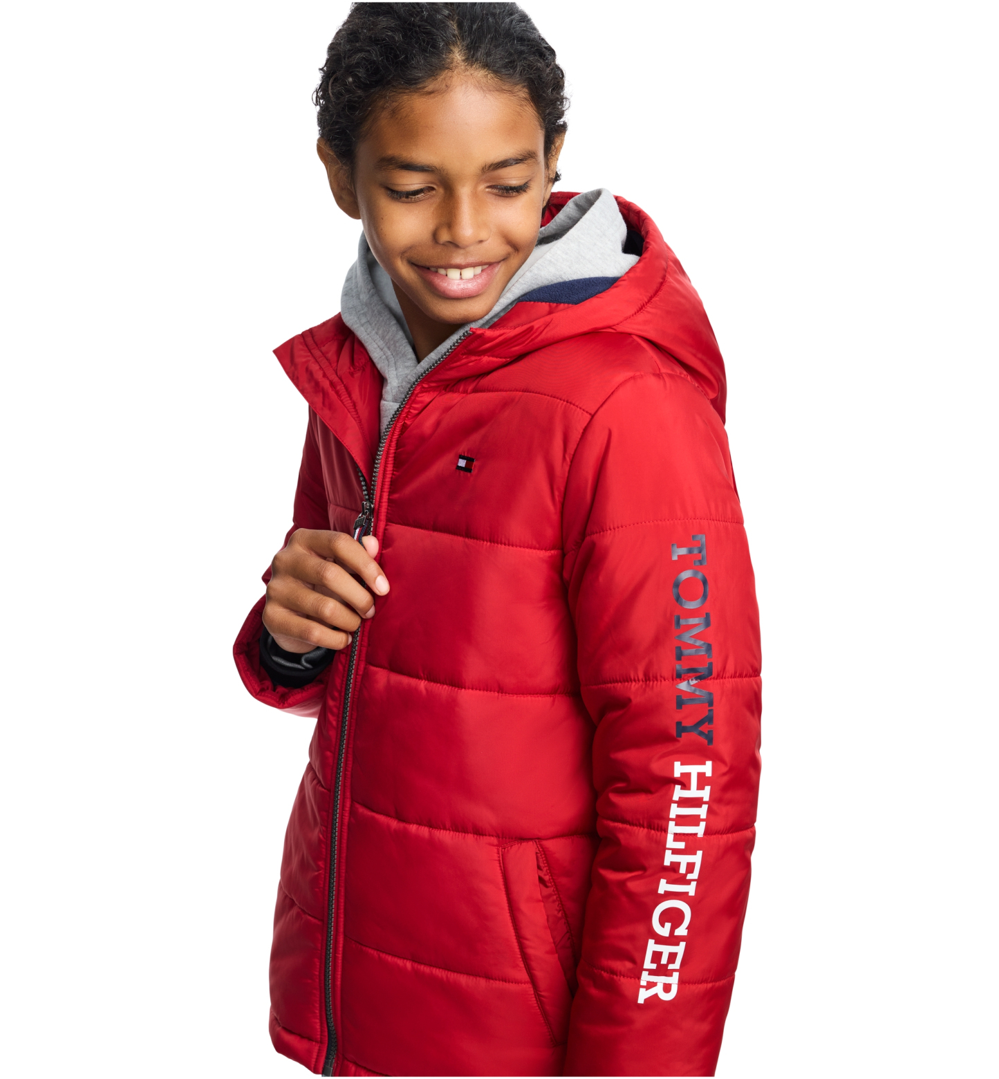 Tommy Hilfiger Boys' 8-20 Logo Puffer Jacket - Scarlet Sage