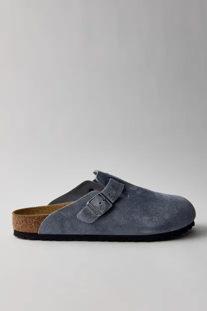 Birkenstock Men's Boston Suede Clogs - Stone Blue