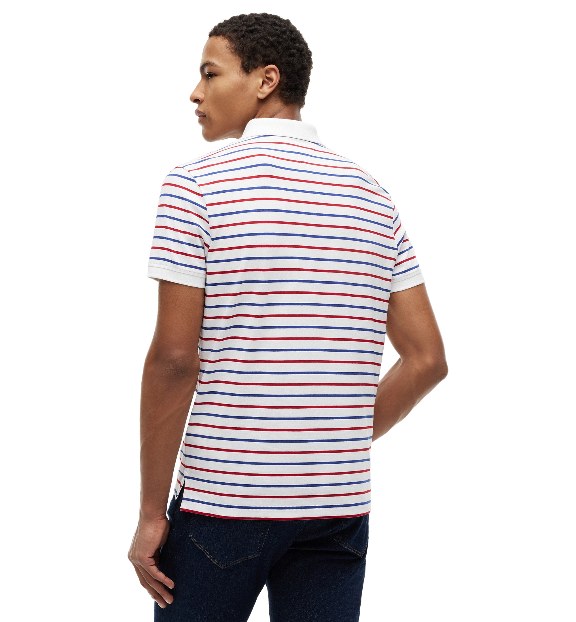 Tommy Hilfiger Men's Regular-Fit Smooth Touch Stripe Polo Shirt - White / Medium Red