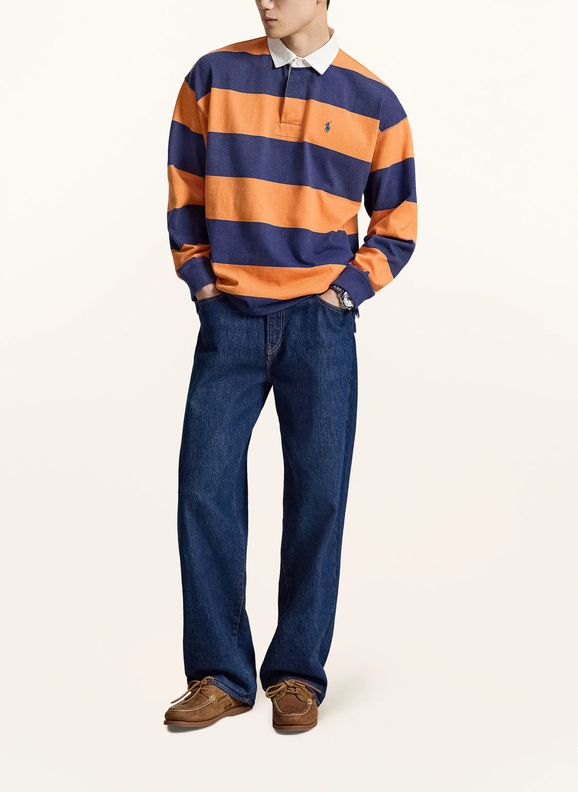 POLO RALPH LAUREN Rugbyshirt – DUNKELBLAU / ORANGE / WEISS