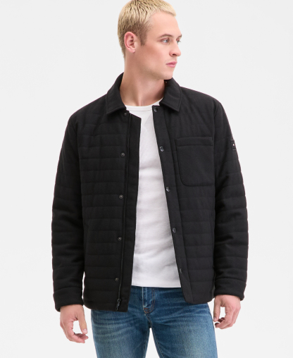 Tommy Hilfiger Men's Quilted Shirt Jacket - Black