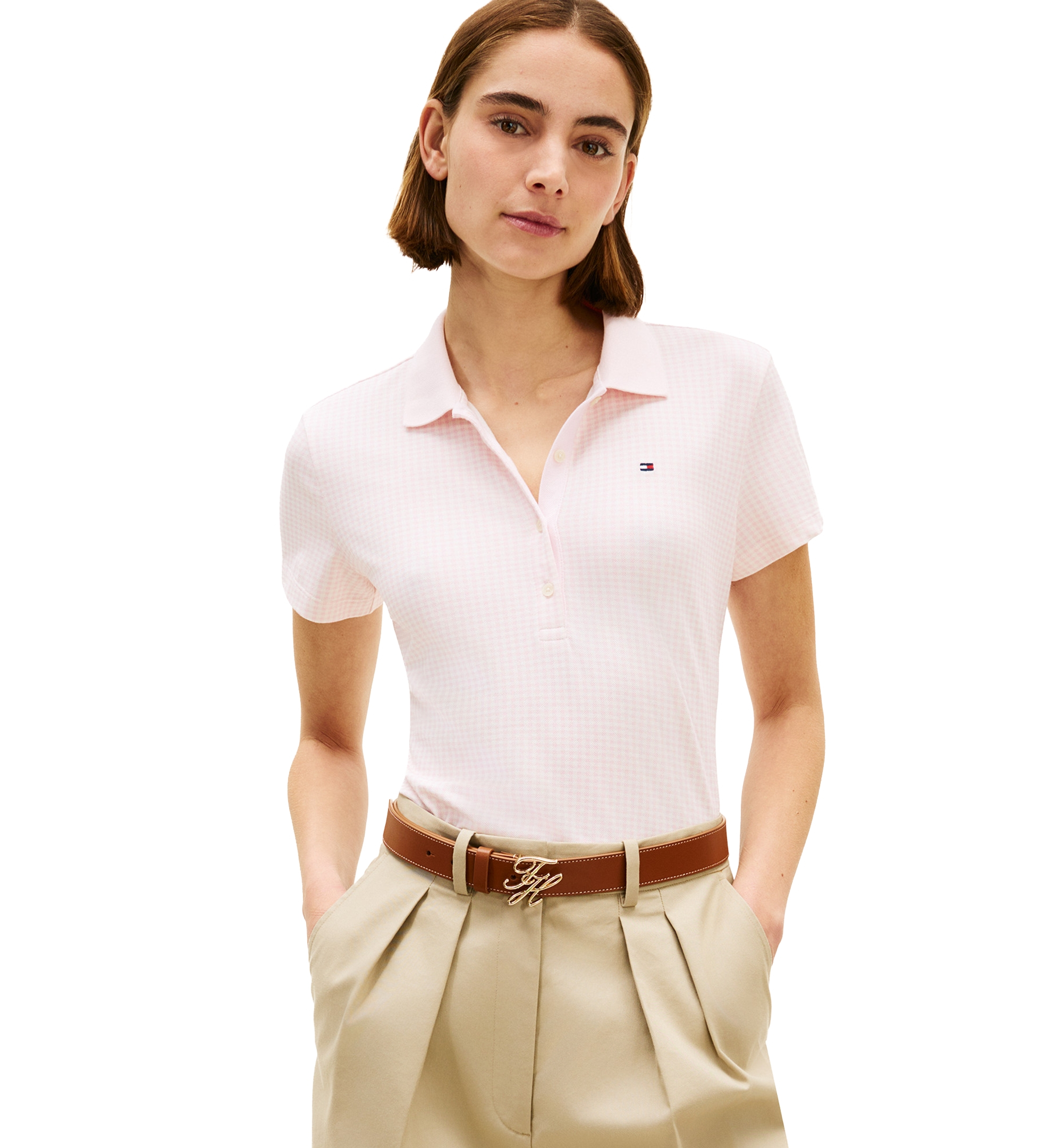 Tommy Hilfiger Women's Printed Short-Sleeve Polo Top - Handrawn Rope