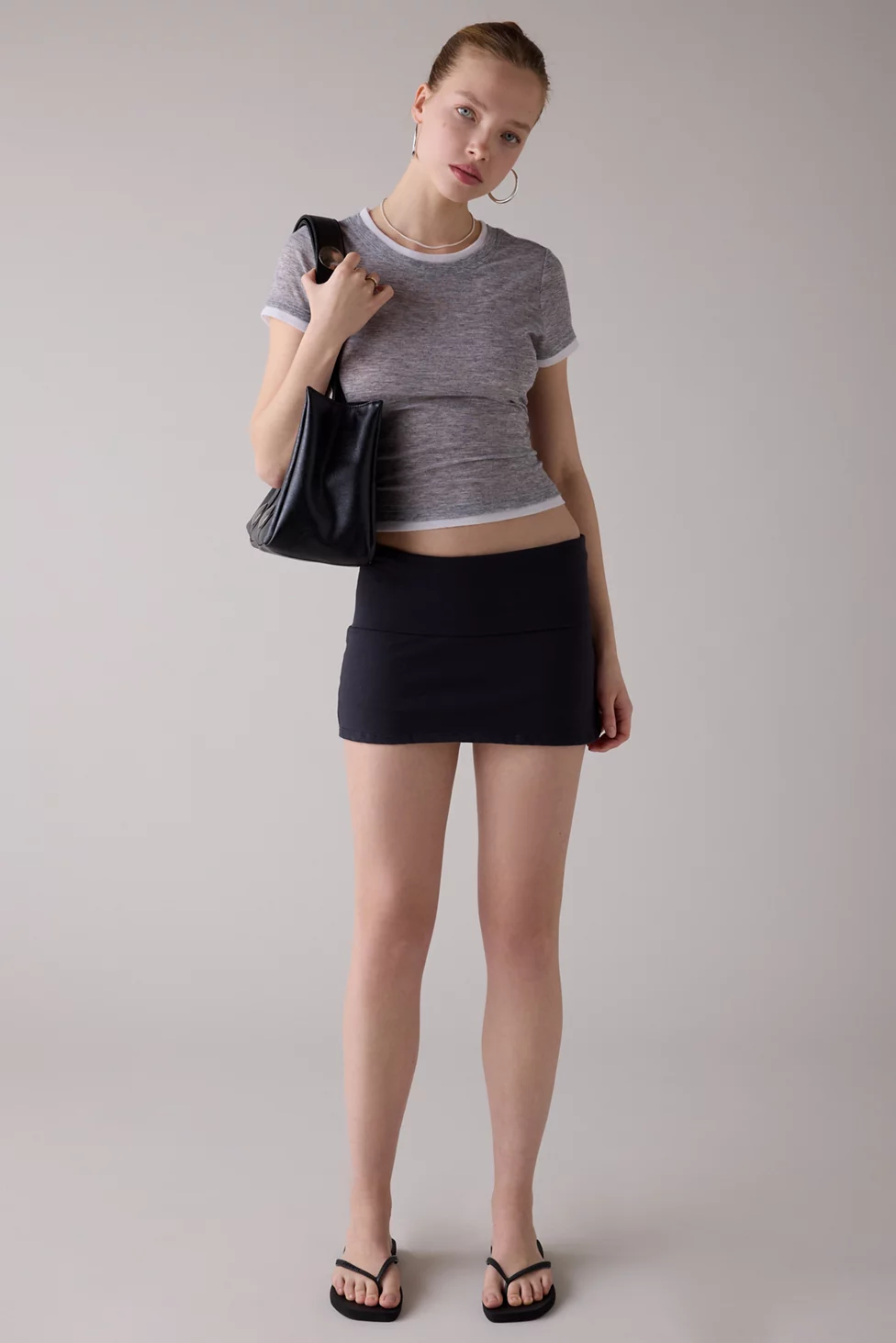 Out From Under Bec Foldover Low-Rise Mini Skort - Black