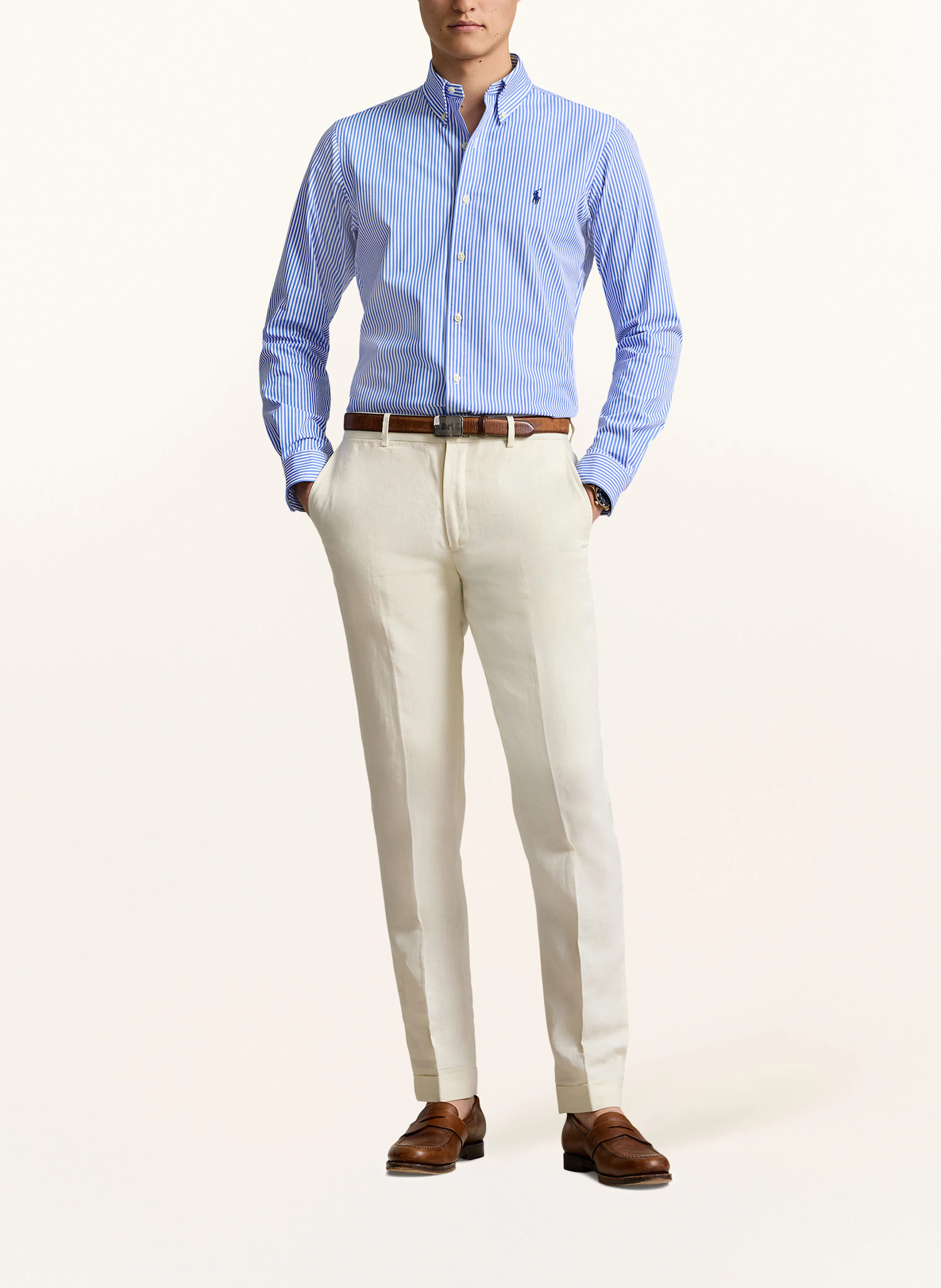 POLO RALPH LAUREN Hemd Custom Fit – WEISS / BLAU