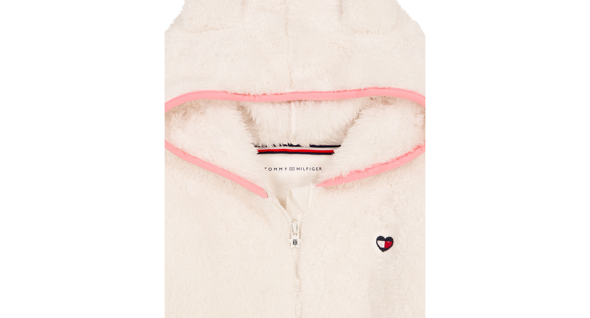 Tommy Hilfiger Baby Girls' Sherpa Full-Zip Hoodie, T-Shirt and Wide-Leg Pants, 3-Piece Set - Egret/Sea Pink