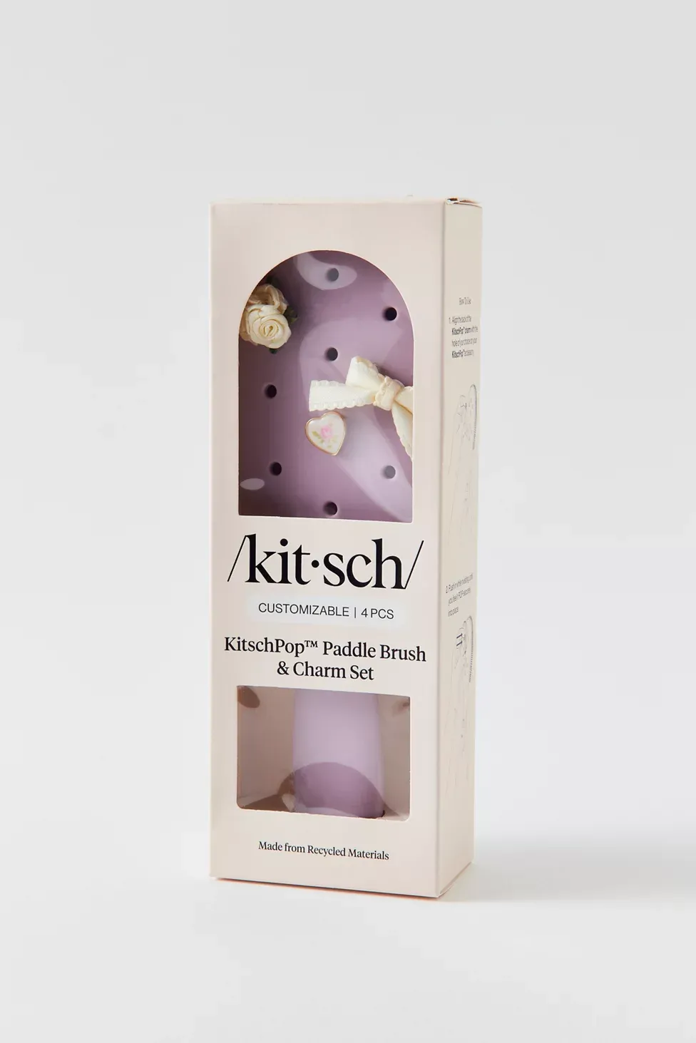KITSCH KitschPop Paddle Brush & Charm Set - Soft Violet