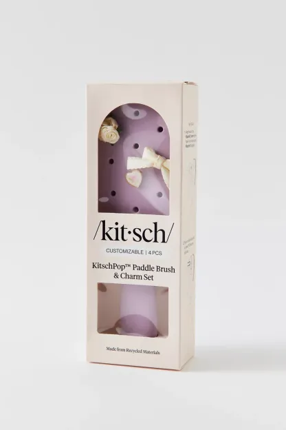 KITSCH KitschPop Paddle Brush & Charm Set - Soft Violet