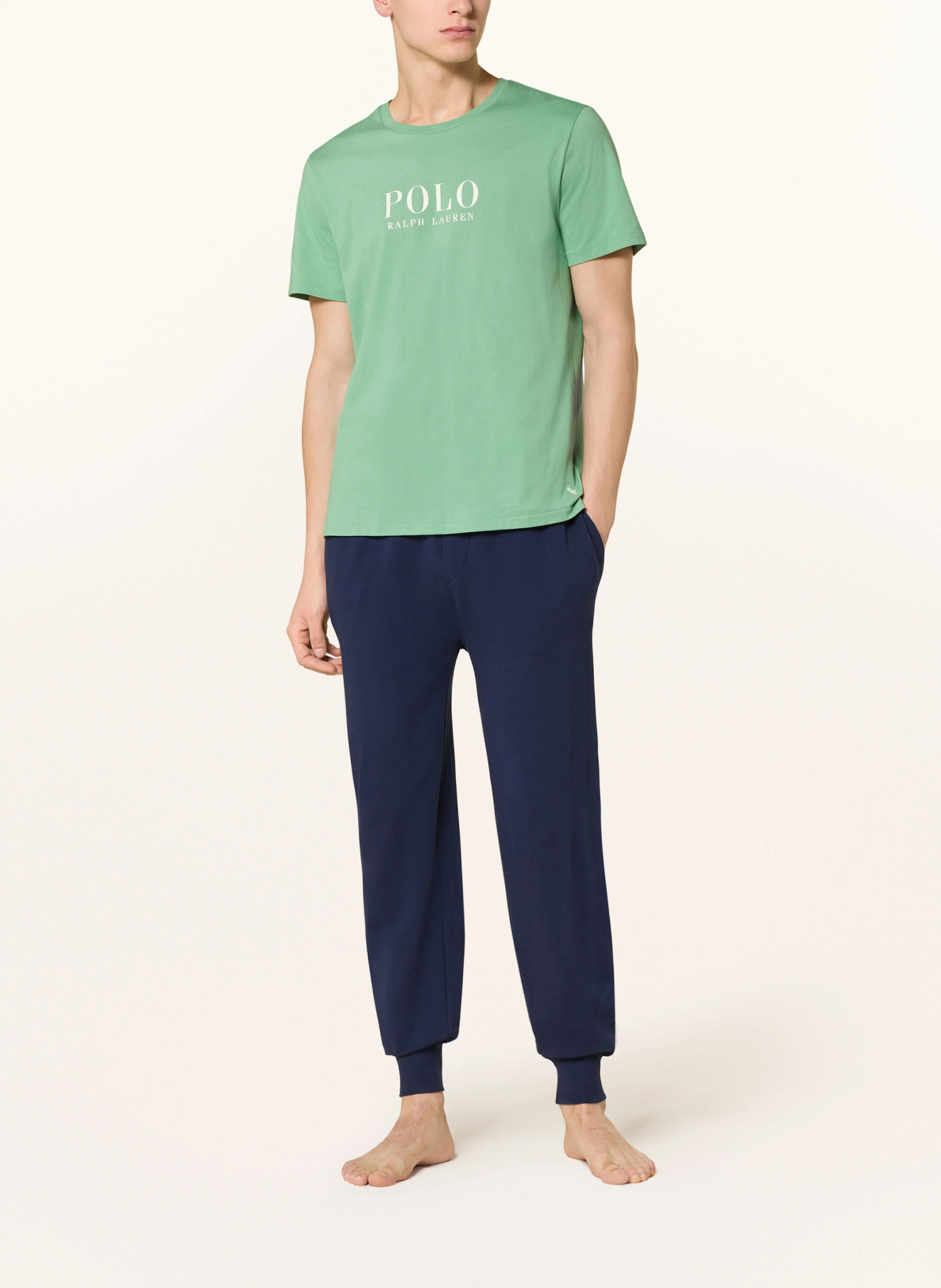 POLO RALPH LAUREN Lounge-Shirt – GRÜN / WEISS