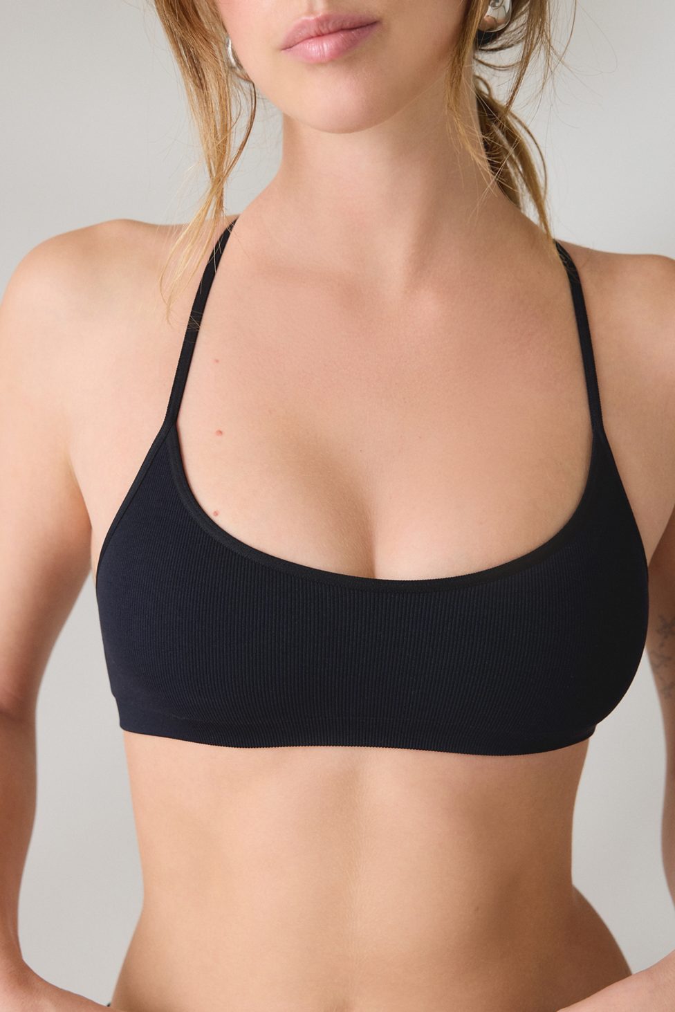 Out From Under Frankie Seamless Knit Strappy Bralette - Black