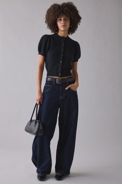 Kimchi Blue Kate Puff Short Sleeve Cardigan - Black