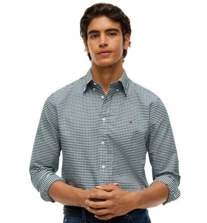 Tommy Hilfiger Men's Heritage Oxford Long-Sleeve Gingham Shirt - Hunter/Check