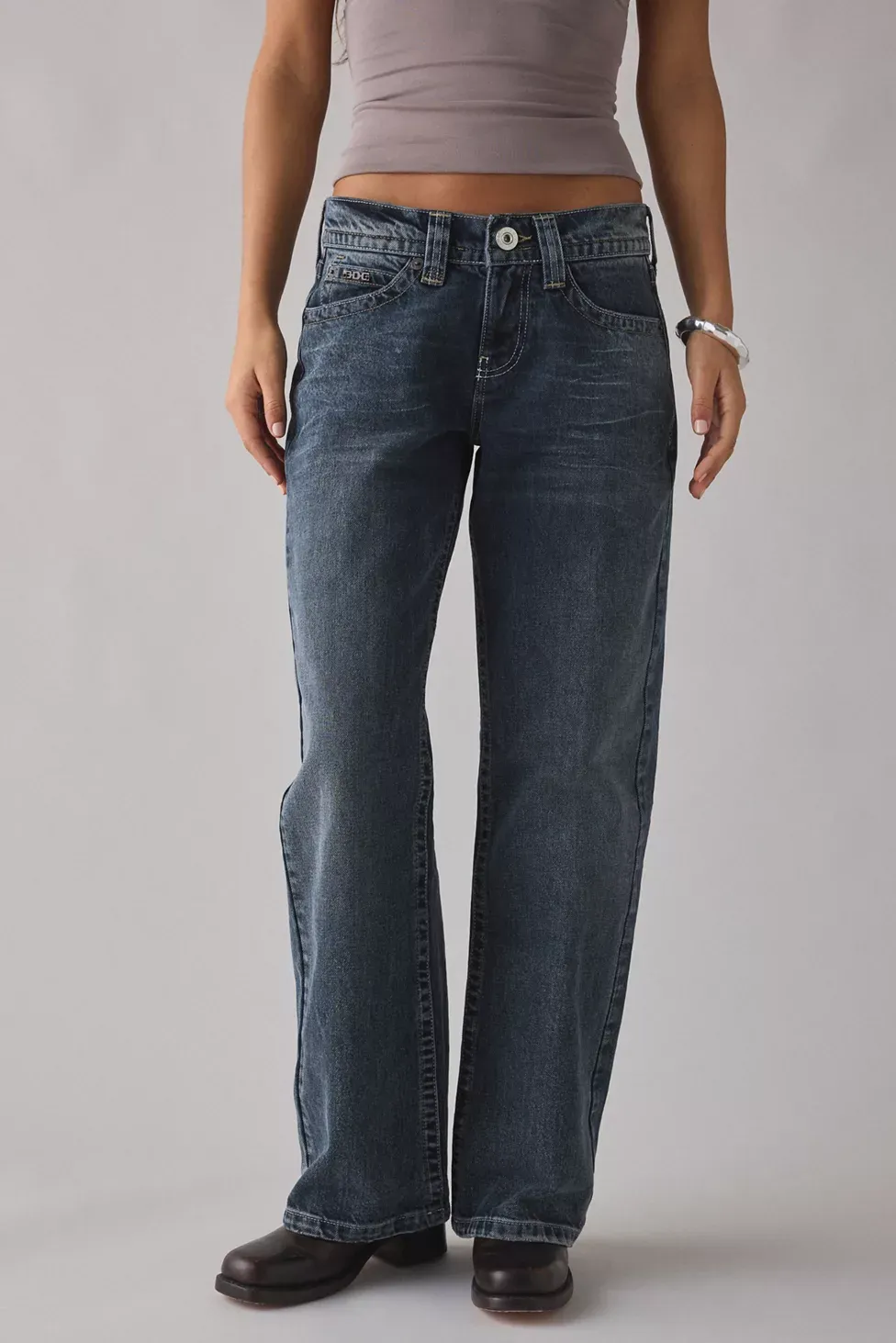 BDG Kayla Wash Effect Low-Rise Jeans - Dark Blue