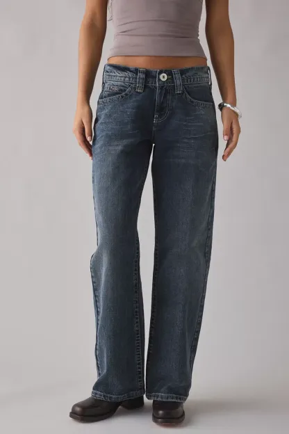 BDG Kayla Wash Effect Low-Rise Jeans - Dark Blue