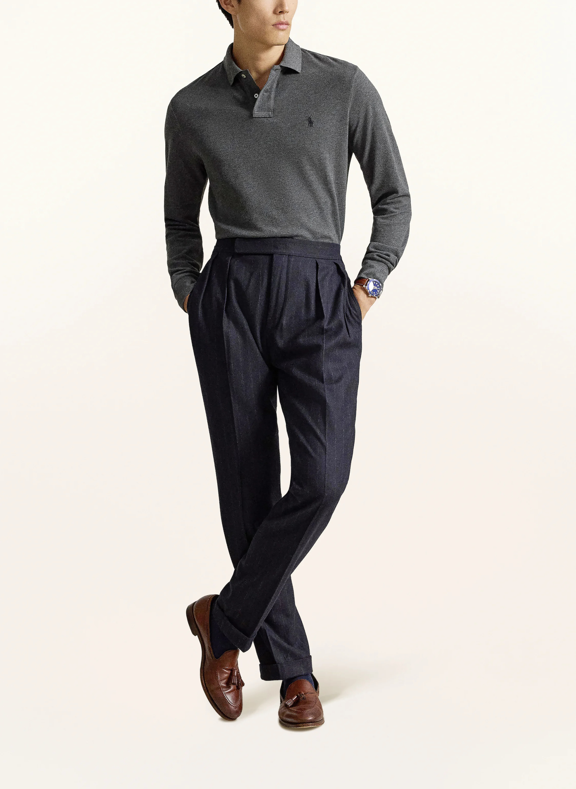 POLO RALPH LAUREN Piqué-Poloshirt Custom Slim Fit – DUNKELGRAU