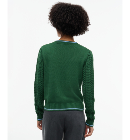 Tommy Hilfiger Women's Cable-Knit V-Neck Sweater - Deep Evergreen