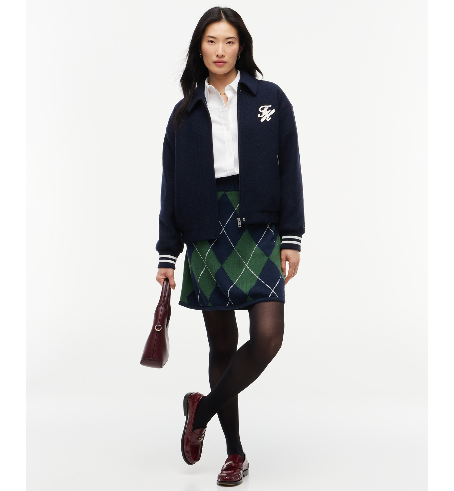 Tommy Hilfiger Women's Tartan Argyle A-Line Skirt - Argyle Deep Evergreen Dark Blue