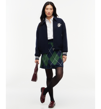 Tommy Hilfiger Women's Tartan Argyle A-Line Skirt - Argyle Deep Evergreen Dark Blue