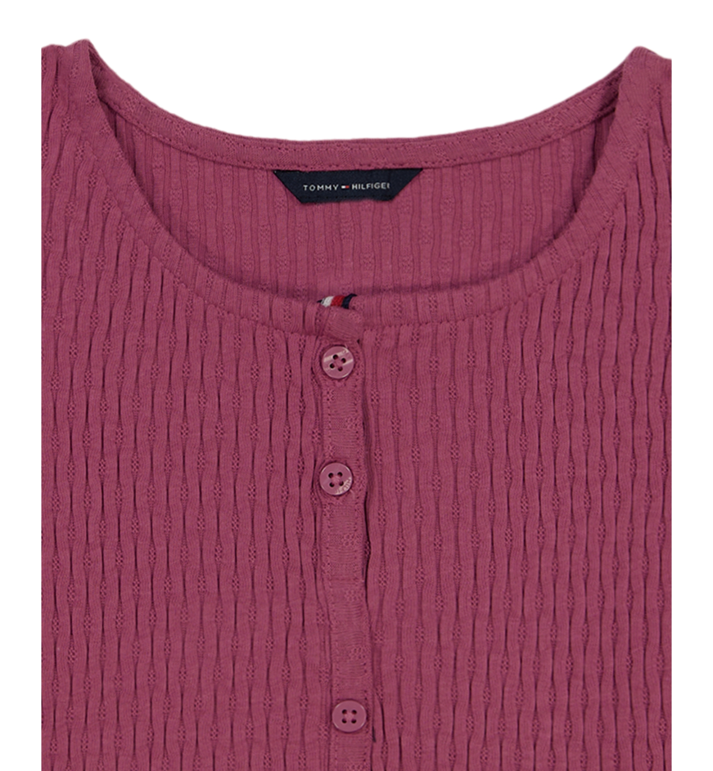 Tommy Hilfiger Girls' 7-16 Pointelle Rib Short-Sleeve Top - Blueberry