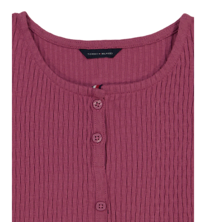 Tommy Hilfiger Girls' 7-16 Pointelle Rib Short-Sleeve Top - Blueberry